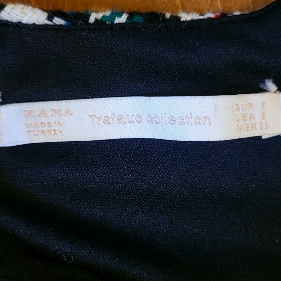 S/M ZARA Tweed Boucle Dress in Houndstooth Check Pattern with Fringe Hem - Picture 7 of 9